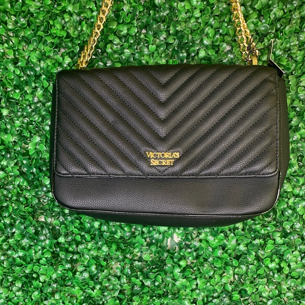 Black Victoria secret crossbody and should bag. Black and Gold
